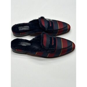 J Crew Striped Fur Lined Loafer Mules Women's Slip On Shoes Size 6.5